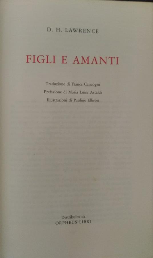 Figli e amanti - D. H. Lawrence - copertina