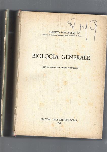 Biologia Generale - Lamberto Stefanelli - copertina