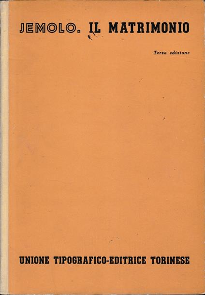 Il Matrimonio - Arturo Carlo Jemolo - copertina