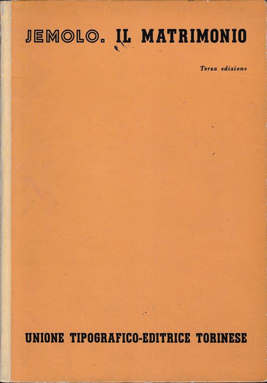 Il Matrimonio - Arturo Carlo Jemolo - copertina