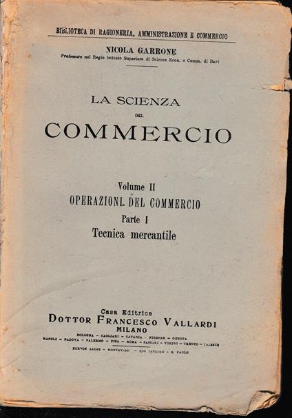 La scienza del commercio, vol. 2°, parte prima - Nicola Marrone - copertina