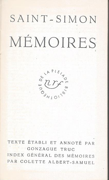 Mémoires - Claude-Henri de Saint-Simon - copertina