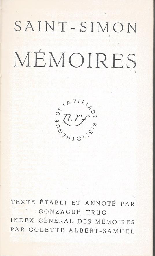 Mémoires - Claude-Henri de Saint-Simon - copertina