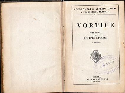 Vortice - Alfredo Oriani - copertina