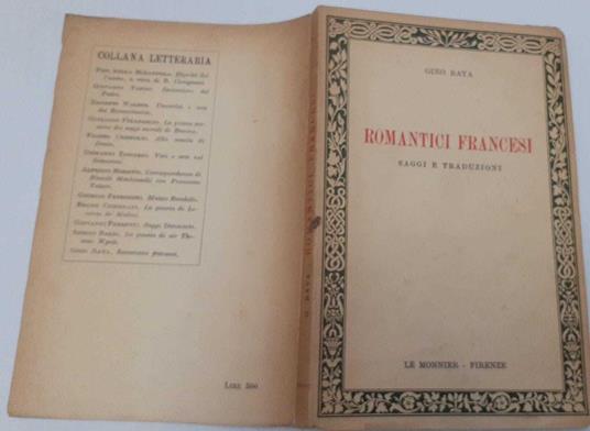 Romantici francesi saggi e traduzioni - Gino Raya - copertina