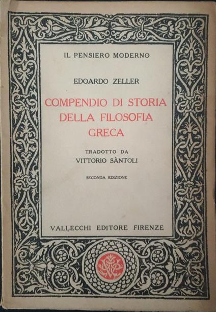 Compendio di storia della filosofia greca - Edoardo Gellner - copertina