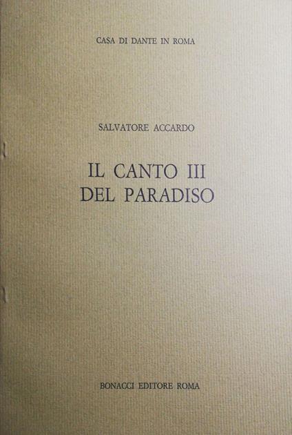 Il canto III del Paradiso - Salvatore Accardo - copertina