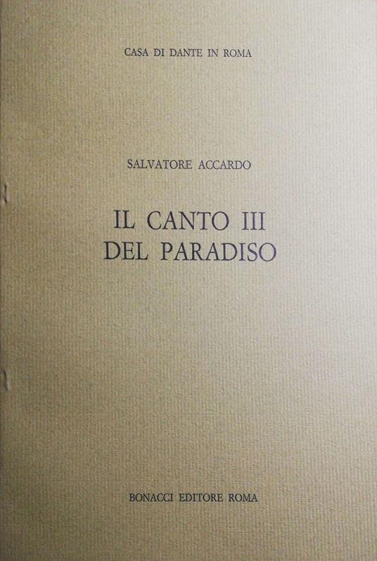Il canto III del Paradiso - Salvatore Accardo - copertina