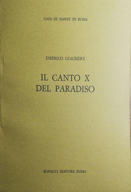 Il canto X del Paradiso - Emerico Giachery - copertina