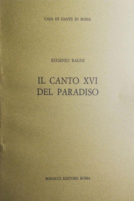 Il canto XVI del Paradiso - Eugenio Ragni - copertina