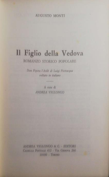 Il figlio della Vedova - Augusto Monti - copertina
