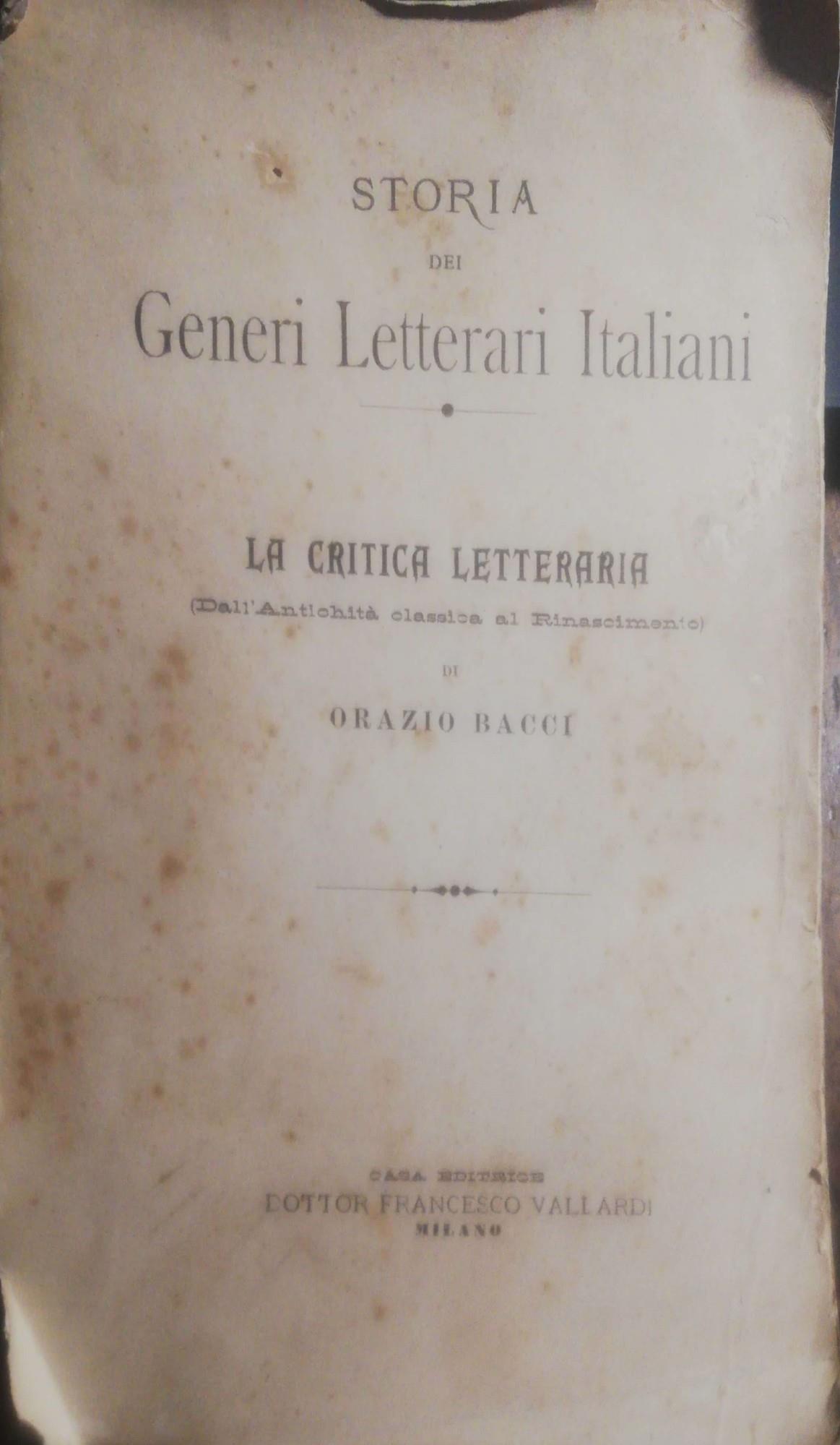 La critica letteraria dall'Antichità al Rinascimento