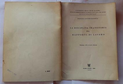 La disciplina transitoria dei rapporti di lavoro - Francesco Santoro Passarelli - copertina