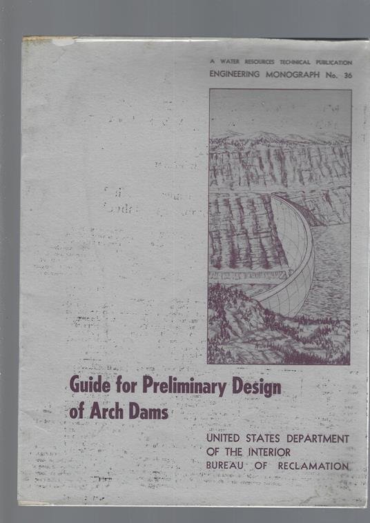 Guide For Preliminary Design Of Arc Dams - copertina