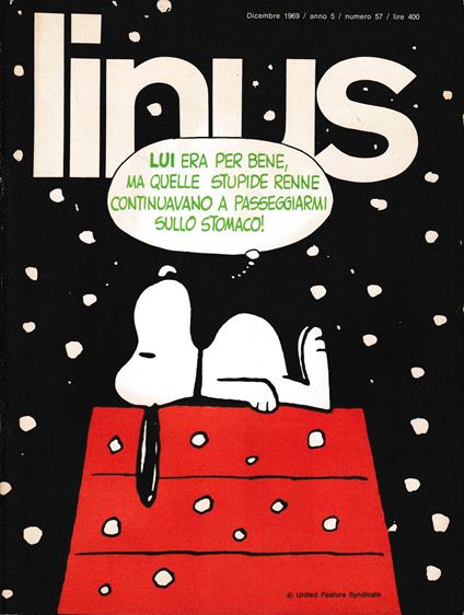Linus. Dicembre 1969 / anno 5 / n. 57 - Charles M. Schulz - copertina