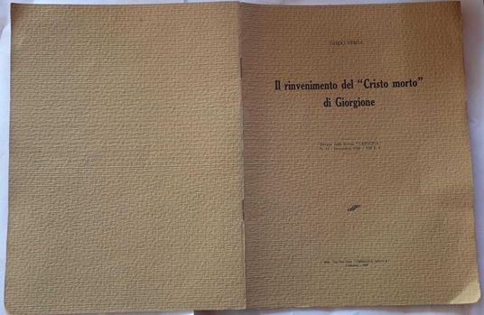 Il rinvenimento del "Cristo morto" di Giorgione - Guido Vergani - copertina