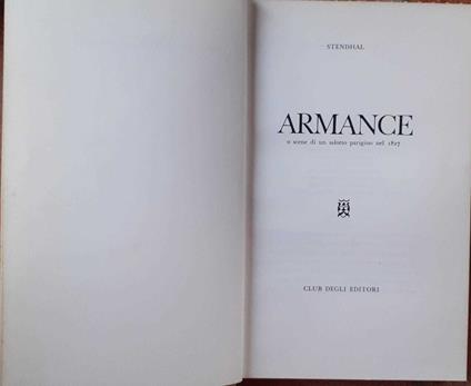 Armance o scene di un salotto parigino nel 1827 - Stendhal - copertina