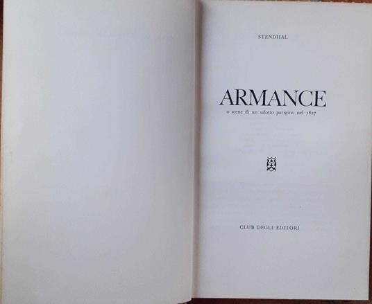 Armance o scene di un salotto parigino nel 1827 - Stendhal - copertina