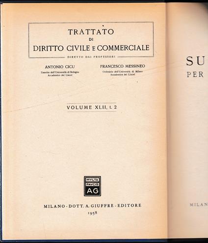 Trattato di Diritto Civile e Commerciale, vol. XLII, tomo 2: successioni per causa di morte - Antonio Cicu - copertina