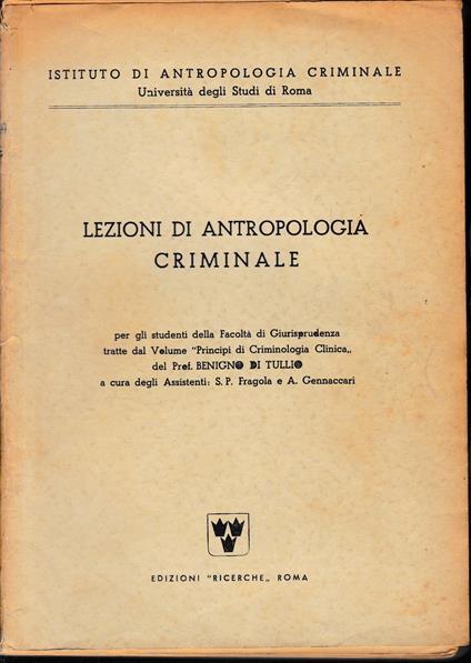 Lezioni di Antropologia Criminale - copertina