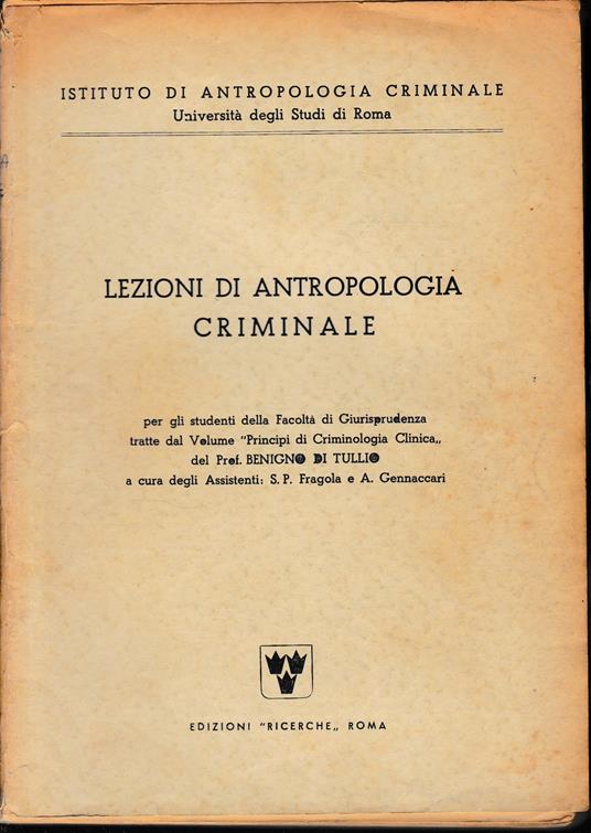 Lezioni di Antropologia Criminale - copertina