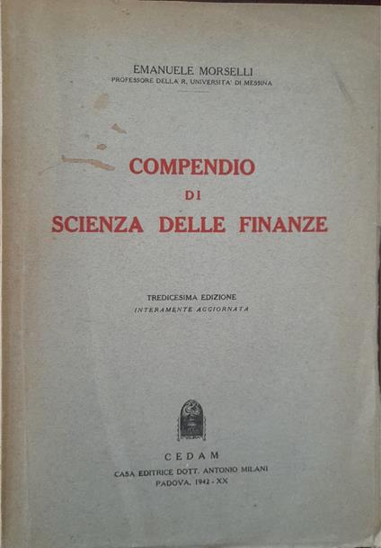 Compendio di scienza delle finanze - Emanuele Morselli - copertina