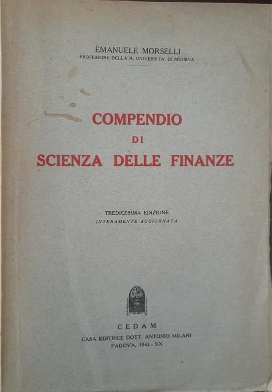 Compendio di scienza delle finanze - Emanuele Morselli - copertina
