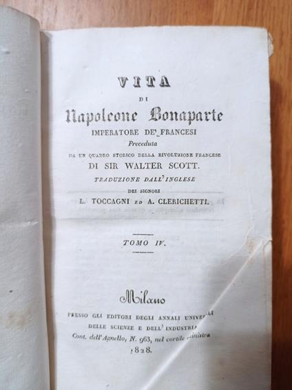 Vita di Napoleone Bonaparte Tomo IV - Walter Scott - copertina