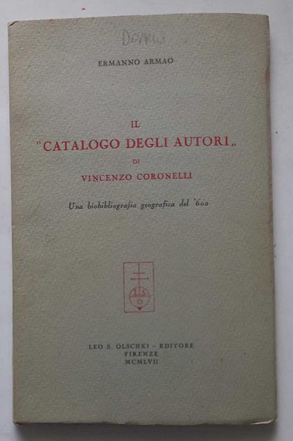 Il catalogo degli autori di Vincenzo Coronelli - Ermanno Armao - copertina