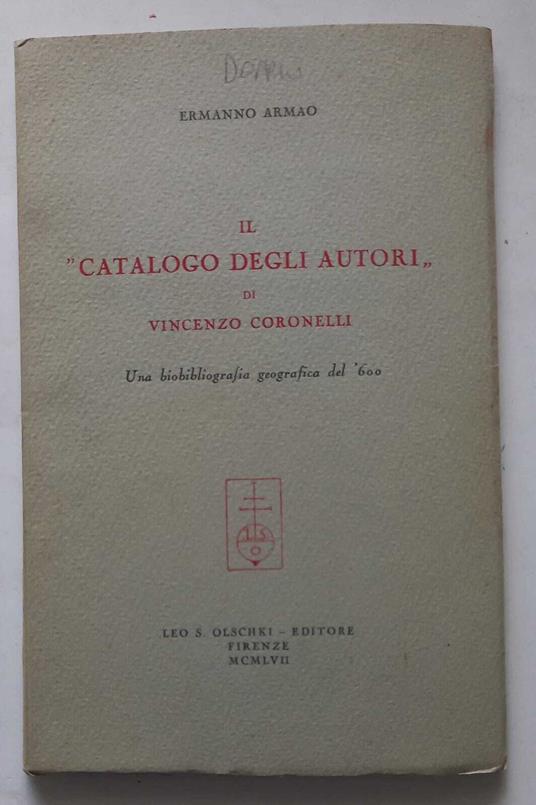 Il catalogo degli autori di Vincenzo Coronelli - Ermanno Armao - copertina
