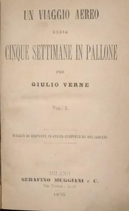 Un viaggio aereo ossia cinque settimane in pallone - Jules Verne - copertina