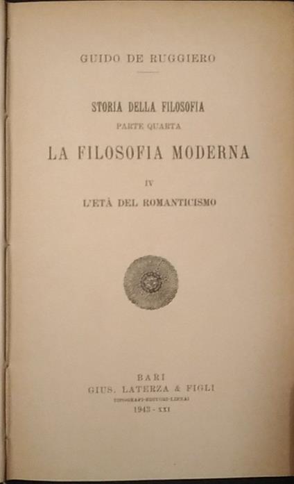 La filosofia moderna. IV. L'età del Romanticismo - Guido De Ruggiero - copertina