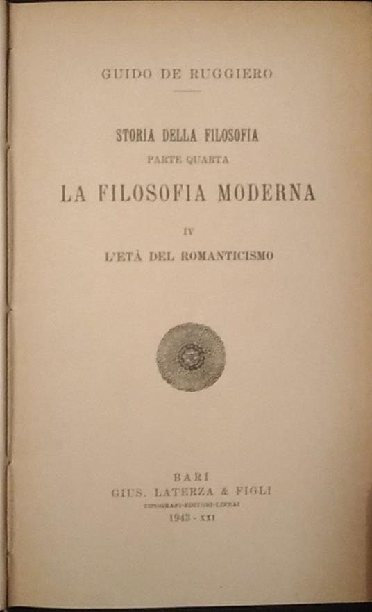 La filosofia moderna. IV. L'età del Romanticismo - Guido De Ruggiero - copertina