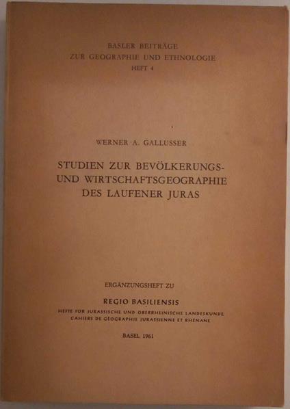 Studien zur Bevolkerungs-und Wirtschaftsgeographie des Laufener Juras - copertina