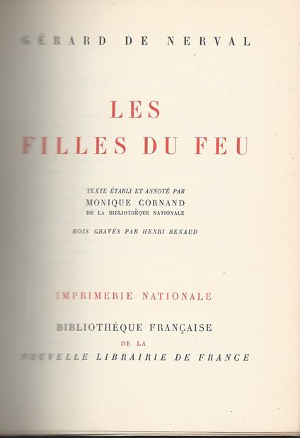 Les filles du feu - Gérard de Nerval - copertina