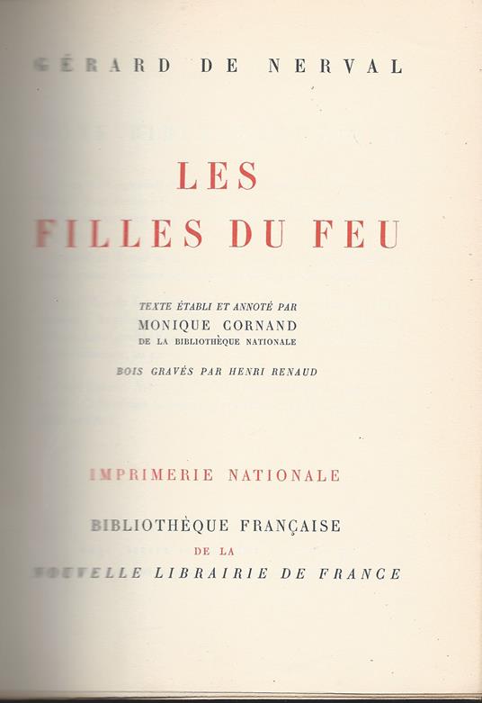 Les filles du feu - Gérard de Nerval - copertina