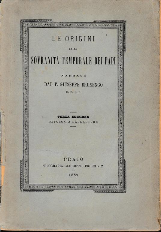 Le origini della sovranità temporale dei Papi - copertina