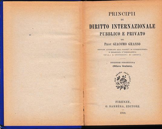 Principii di Diritto Internazionale pubblico e privato - copertina