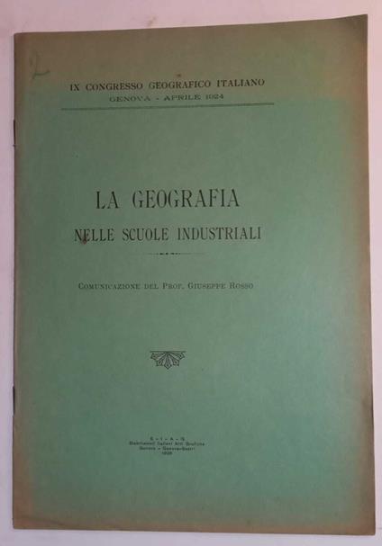 La geografia nelle scuole industriali - Giuseppe Rosso - copertina