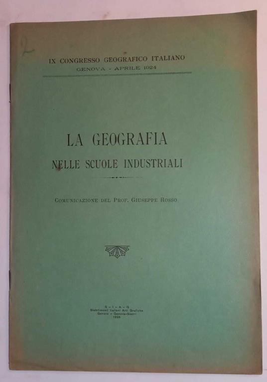 La geografia nelle scuole industriali - Giuseppe Rosso - copertina