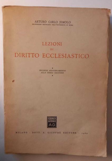 Lezioni di Diritto Ecclesiastico - Arturo Carlo Jemolo - copertina