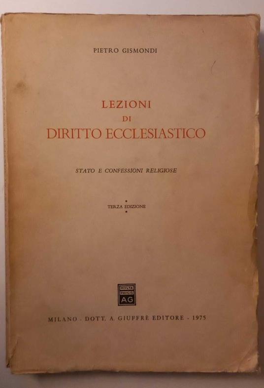 Lezioni di Diritto Ecclesiastico - Pietro Gismondi - copertina