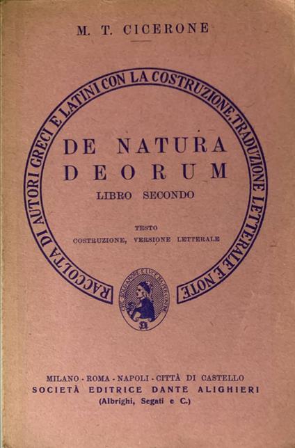 De natura Deorum. Libro secondo - M. Tullio Cicerone - copertina