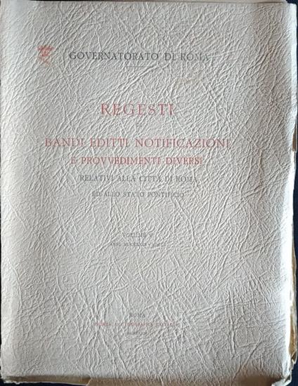 Regesti di bandi editti notificazioni e provvedimenti diversi. Vol. 5 - copertina