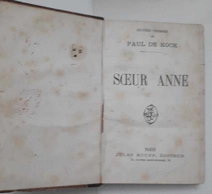 Sceur Anne - Paul De Kock - copertina