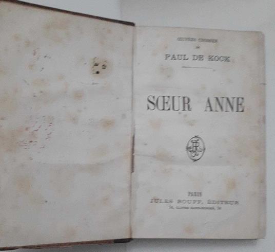 Sceur Anne - Paul De Kock - copertina