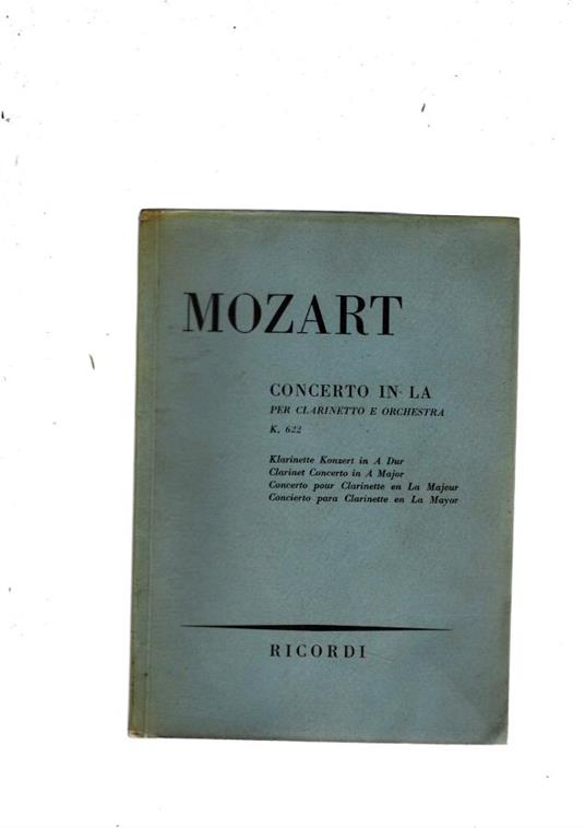 Concerto In La - Wolfgang Amadeus Mozart - copertina