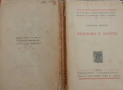 Pensiero e azione - Antonio Monti - copertina