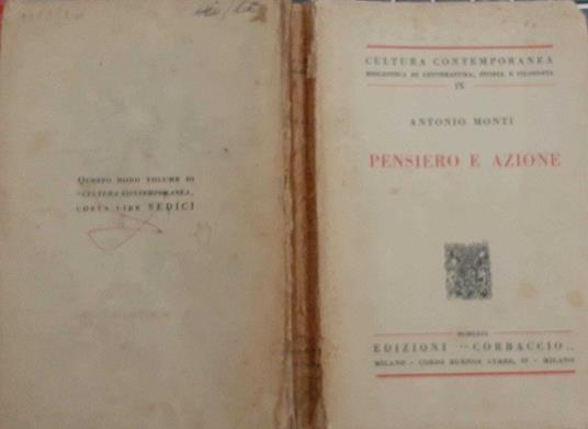 Pensiero e azione - Antonio Monti - copertina