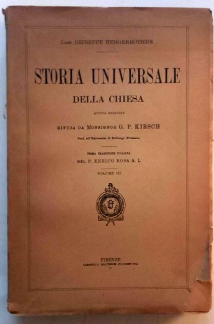 Storia Universale della Chiesa. Volume III - Giuseppe Hergenröther - copertina